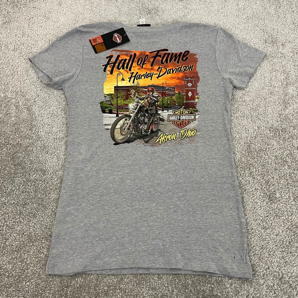 Harley Davidson T Shirt Womens Medium Biker V Neck Graphic Ohio - Picture 6 of 8